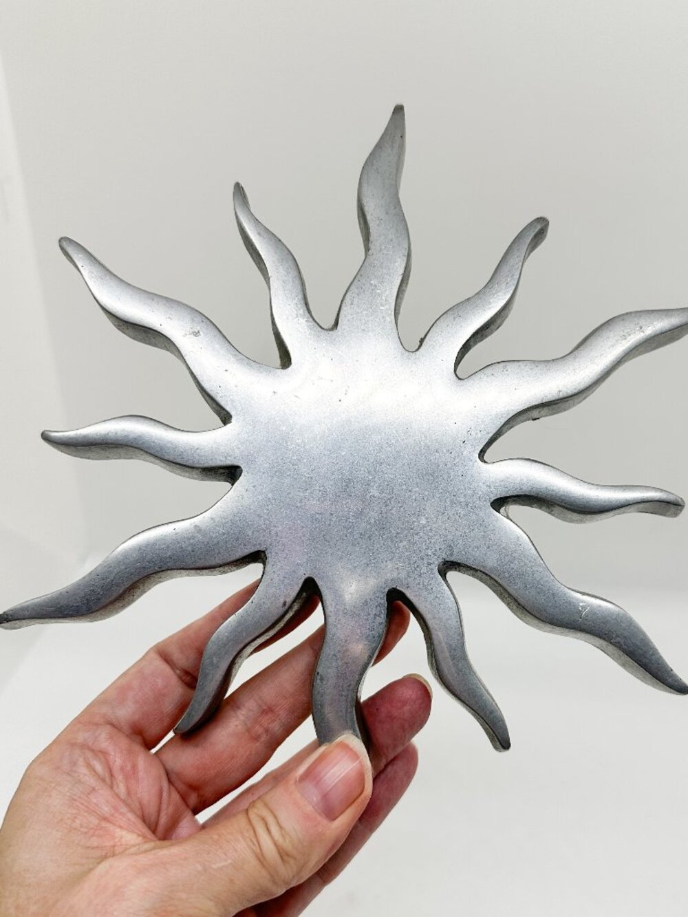 Vintage Stainless Steel Metal Sun Swirl Trivet Wall Decor Celestial Whimsigoth